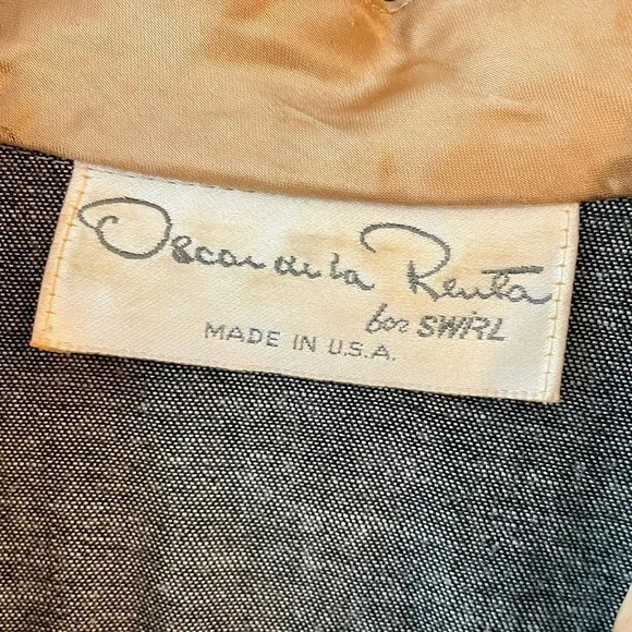 Oscar de la Renta for SWIRL Made USA 🇺🇸 Black Denim Shirt Dress Size M Vintage - Picture 7 of 13